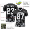 Custom Football Jersey – Graphic Splash Pattern Black White Gray Short Sleeve – product details