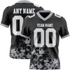 Custom Football Jersey – Graphic Splash Pattern Black White Gray Short Sleeve – front and back view