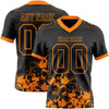 Custom Football Jersey – Graphic Splash Pattern Black Bay Orange Short Sleeve – front and back view