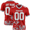 Custom Football Jersey – Graphic Splash Pattern Red White Gray Short Sleeve – front and back view