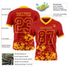 Custom Football Jersey – Graphic Splash Pattern Red Gold Short Sleeve – product details