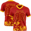 Custom Football Jersey – Graphic Splash Pattern Red Gold Short Sleeve – front and back view