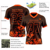 Custom Football Jersey – Graphic Splash Pattern Brown Orange Short Sleeve – product details