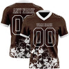 Custom Football Jersey – Graphic Splash Pattern Brown White Short Sleeve – front and back view