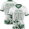 Custom Football Jersey – Graphic Splash Pattern White Green Short Sleeve – front and back view