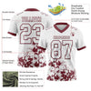 Custom Football Jersey – Graphic Splash Pattern White Burgundy Short Sleeve – product details