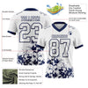 Custom Football Jersey – Graphic Splash Pattern White Navy Short Sleeve – product details
