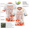 Custom Football Jersey – Graphic Splash Pattern White Orange Short Sleeve – product details