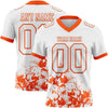 Custom Football Jersey – Graphic Splash Pattern White Orange Short Sleeve – front and back view