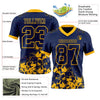 Custom Football Jersey – Graphic Splash Pattern Navy Gold Short Sleeve – product details