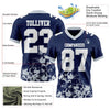 Custom Football Jersey – Graphic Splash Pattern Navy White Silver Short Sleeve – product details