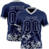 Custom Football Jersey – Graphic Splash Pattern Navy Gray Short Sleeve – front and back view
