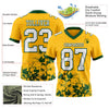 Custom Football Jersey – Graphic Splash Pattern Gold White Green Short Sleeve – product details