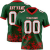 Custom Football Jersey – Graphic Splash Pattern Green White Red Short Sleeve – front and back view