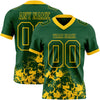 Custom Football Jersey – Graphic Splash Pattern Green Yellow Short Sleeve – front and back view