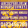Custom Football Jersey – Graphic Splash Pattern Purple White Gold Short Sleeve – personalization font options