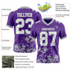 Custom Football Jersey – Graphic Splash Pattern Purple White Gray Short Sleeve – product details