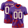 Custom Football Jersey – Graphic Splash Pattern Purple White Red Short Sleeve – front and back view