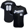 Custom Pinstripe Baseball Jersey – Personalized Black Royal Blue White Sports Uniform – product image 1