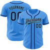 Custom Piped Baseball Jersey – Personalized Light Blue Navy Blue Teal Sports Uniform – product image 1
