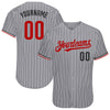 Custom Pinstripe Baseball Jersey – Personalized Gray Red Black Sports Uniform – product image 1