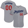 Custom Pinstripe Baseball Jersey – Personalized Gray Navy Blue Red Sports Uniform – product image 1