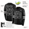 Custom Hockey Jersey – Triple Stripes Black White Long Sleeve – product details