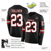 Custom Hockey Jersey – Triple Stripes Black White Red Long Sleeve – product details