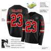 Custom Hockey Jersey – Triple Stripes Black Red White Long Sleeve – product details