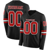 Custom Hockey Jersey – Triple Stripes Black Red White Long Sleeve – front and back view