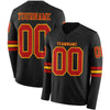 Custom Hockey Jersey – Triple Stripes Black Red Gold Long Sleeve – front and back view