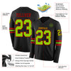 Custom Hockey Jersey – Triple Stripes Black Neon Green Red Long Sleeve – product details