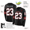 Custom Hockey Jersey – Triple Stripes Black White Gray Red Long Sleeve – product details