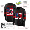 Custom Hockey Jersey – American Flag-Inspired Triple Stripes Vintage Black Red Long Sleeve – product details