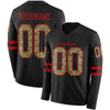 Custom Hockey Jersey – Triple Stripes Black Camo Red Long Sleeve – front and back view