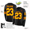 Custom Hockey Jersey – Triple Stripes Black Yellow Orange Long Sleeve – product details
