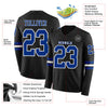 Custom Hockey Jersey – Triple Stripes Black Royal White Long Sleeve – product details