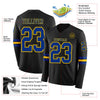 Custom Hockey Jersey – Triple Stripes Black Royal Yellow Long Sleeve – product details