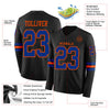 Custom Hockey Jersey – Triple Stripes Black Royal Orange Long Sleeve – product details