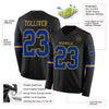 Custom Hockey Jersey – Triple Stripes Black Royal Old Gold Long Sleeve – product details