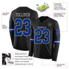 Custom Hockey Jersey – Triple Stripes Black Royal Gray Long Sleeve – product details