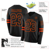 Custom Hockey Jersey – Triple Stripes Black Orange Long Sleeve – product details