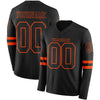 Custom Hockey Jersey – Triple Stripes Black Orange Long Sleeve – front and back view