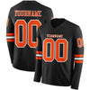 Custom Hockey Jersey – Triple Stripes Black Orange White Long Sleeve – front and back view