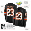 Custom Hockey Jersey – Triple Stripes Black White Orange Long Sleeve – product details