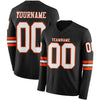 Custom Hockey Jersey – Triple Stripes Black White Orange Long Sleeve – front and back view