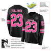 Custom Hockey Jersey – Triple Stripes Black Pink White Long Sleeve – product details