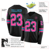 Custom Hockey Jersey – Triple Stripes Black Pink Sky Blue Long Sleeve – product details