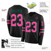 Custom Hockey Jersey – Triple Stripes Black Pink Kelly Green Long Sleeve – product details