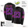 Custom Hockey Jersey – Triple Stripes Black Purple Pink Long Sleeve – product details